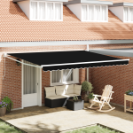 Marchiză retractabilă manuală Neagră 450x300 cm, VidaXL Fabrică de înlocuire pentru marchiză de 4.5x3 m Neagră GartenMobel Dekor