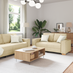 Set canapea, 3 piese, perne crem, textil GartenMobel Dekor