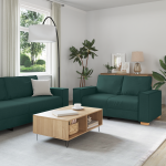 Set canapea, 3 piese, perne verde închis, textil GartenMobel Dekor