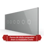 Panou Intrerupator Dublu + Dublu + Dublu cu Touch LIVOLO din Sticla, Standard Italian - 6/7M SmartElectro IntelligentHouse