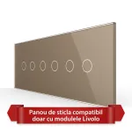 Panou Intrerupator Dublu + Dublu + Dublu cu Touch LIVOLO din Sticla, Standard Italian - 6/7M SmartElectro IntelligentHouse