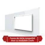 Panou Intrerupator Dublu cu 2 Prize LIVOLO din Sticla, Standard Italian - 6/7M SmartElectro IntelligentHouse