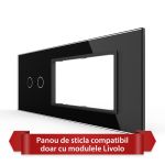 Panou Intrerupator Dublu cu 2 Prize LIVOLO din Sticla, Standard Italian - 6/7M SmartElectro IntelligentHouse