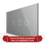 Panou Intrerupator Simplu + Dublu cu Touch LIVOLO din Sticla, Standard Italian - 4M SmartElectro IntelligentHouse