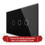 Panou Intrerupator Simplu + Dublu cu Touch LIVOLO din Sticla, Standard Italian - 4M SmartElectro IntelligentHouse