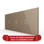 Panou Intrerupator Simplu + Simplu + Simplu cu Touch LIVOLO din Sticla, Standard Italian - 6/7M SmartElectro IntelligentHouse