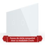 Panou Intrerupator Simplu + Simplu cu Touch LIVOLO din Sticla, Standard Italian - 4M SmartElectro IntelligentHouse