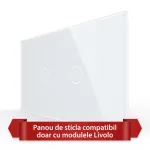 Panou Intrerupator Simplu + Simplu cu Touch LIVOLO din Sticla, Standard Italian - 4M SmartElectro IntelligentHouse