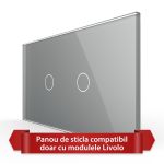 Panou Intrerupator Simplu + Simplu cu Touch LIVOLO din Sticla, Standard Italian - 4M SmartElectro IntelligentHouse