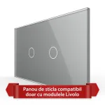 Panou Intrerupator Simplu + Simplu cu Touch LIVOLO din Sticla, Standard Italian - 4M SmartElectro IntelligentHouse