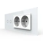 Intrerupator Dublu + 2 Prize LIVOLO cu Rama Din Sticla, Standard Italian, 6M SmartElectro IntelligentHouse