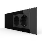 Intrerupator Dublu + 2 Prize LIVOLO cu Rama Din Sticla, Standard Italian, 6M SmartElectro IntelligentHouse