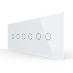 Intrerupator Dublu + Dublu + Dublu cu Touch LIVOLO cu Rama Din Sticla, Standard Italian, 6M SmartElectro IntelligentHouse