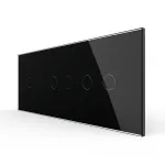 Intrerupator Dublu + Dublu + Dublu cu Touch LIVOLO cu Rama Din Sticla, Standard Italian, 6M SmartElectro IntelligentHouse
