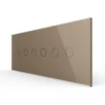 Intrerupator Dublu + Dublu + Dublu cu Touch LIVOLO cu Rama Din Sticla, Standard Italian, 6M SmartElectro IntelligentHouse