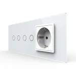 Intrerupator Dublu + Dublu + Priza LIVOLO cu Rama Din Sticla, Standard Italian, 6M SmartElectro IntelligentHouse