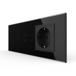 Intrerupator Dublu + Dublu + Priza LIVOLO cu Rama Din Sticla, Standard Italian, 6M SmartElectro IntelligentHouse