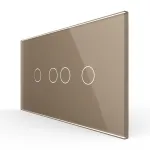 Intrerupator Dublu + Dublu cu Touch LIVOLO cu Rama Din Sticla, Standard Italian, 4M SmartElectro IntelligentHouse
