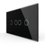 Intrerupator Dublu + Dublu cu Touch LIVOLO cu Rama Din Sticla, Standard Italian, 4M SmartElectro IntelligentHouse