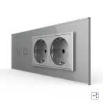 Intrerupator Dublu Cap Scara / Cruce + 2 Prize LIVOLO cu Rama Din Sticla, Standard Italian, 6M SmartElectro IntelligentHouse