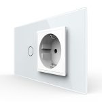 Intrerupator Simplu + Priza LIVOLO cu Rama Din Sticla, Standard Italian, 4M SmartElectro IntelligentHouse
