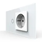 Intrerupator Simplu + Priza LIVOLO cu Rama Din Sticla, Standard Italian, 4M SmartElectro IntelligentHouse