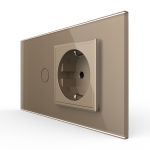 Intrerupator Simplu + Priza LIVOLO cu Rama Din Sticla, Standard Italian, 4M SmartElectro IntelligentHouse