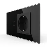 Intrerupator Simplu + Priza LIVOLO cu Rama Din Sticla, Standard Italian, 4M SmartElectro IntelligentHouse