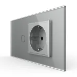 Intrerupator Simplu + Priza LIVOLO cu Rama Din Sticla, Standard Italian, 4M SmartElectro IntelligentHouse