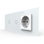 Intrerupator Simplu + Simplu + Priza LIVOLO cu Rama Din Sticla, Standard Italian, 6M SmartElectro IntelligentHouse