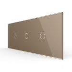 Intrerupator Simplu + Simplu + Simplu cu Touch LIVOLO cu Rama Din Sticla, Standard Italian, 6M SmartElectro IntelligentHouse