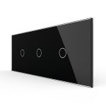 Intrerupator Simplu + Simplu + Simplu cu Touch LIVOLO cu Rama Din Sticla, Standard Italian, 6M SmartElectro IntelligentHouse