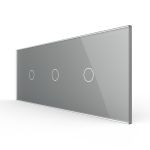 Intrerupator Simplu + Simplu + Simplu cu Touch LIVOLO cu Rama Din Sticla, Standard Italian, 6M SmartElectro IntelligentHouse