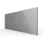 Intrerupator Simplu + Simplu + Simplu cu Touch LIVOLO cu Rama Din Sticla, Standard Italian, 6M SmartElectro IntelligentHouse