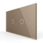 Intrerupator Simplu + Simplu cu Touch LIVOLO cu Rama Din Sticla, Standard Italian, 4M SmartElectro IntelligentHouse