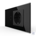 Intrerupator Simplu Cap Scara / Cruce + Priza LIVOLO cu Rama Din Sticla, Standard Italian, 4M SmartElectro IntelligentHouse