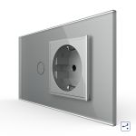 Intrerupator Simplu Cap Scara / Cruce + Priza LIVOLO cu Rama Din Sticla, Standard Italian, 4M SmartElectro IntelligentHouse