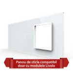 Panou Intrerupator Dublu + Dublu cu Priza LIVOLO din Sticla, Standard Italian - 6/7M SmartElectro IntelligentHouse