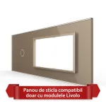 Panou Intrerupator Simplu cu 2 Prize LIVOLO din Sticla, Standard Italian - 6/7M SmartElectro IntelligentHouse