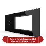 Panou Intrerupator Simplu cu 2 Prize LIVOLO din Sticla, Standard Italian - 6/7M SmartElectro IntelligentHouse
