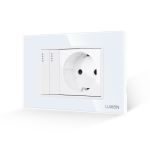 Intrerupator Dublu + Priza cu Rama din Sticla LUXION, Standard Italian, 3M SmartElectro IntelligentHouse