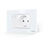 Intrerupator Dublu + Priza cu Rama din Sticla LUXION, Standard Italian, 3M SmartElectro IntelligentHouse
