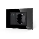 Intrerupator Dublu + Priza cu Rama din Sticla LUXION, Standard Italian, 3M SmartElectro IntelligentHouse