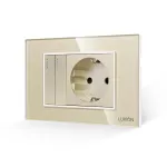 Intrerupator Dublu + Priza cu Rama din Sticla LUXION, Standard Italian, 3M SmartElectro IntelligentHouse