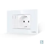 Intrerupator Dublu Cap Scara + Priza cu Rama din Sticla LUXION, Standard Italian, 3M SmartElectro IntelligentHouse