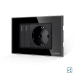 Intrerupator Dublu Cap Scara + Priza cu Rama din Sticla LUXION, Standard Italian, 3M SmartElectro IntelligentHouse