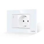 Intrerupator Simplu + Priza cu Rama din Sticla LUXION, Standard Italian, 3M SmartElectro IntelligentHouse