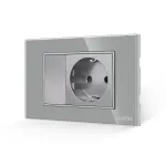 Intrerupator Simplu + Priza cu Rama din Sticla LUXION, Standard Italian, 3M SmartElectro IntelligentHouse