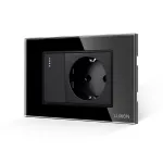 Intrerupator Simplu + Priza cu Rama din Sticla LUXION, Standard Italian, 3M SmartElectro IntelligentHouse