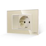 Intrerupator Simplu + Priza cu Rama din Sticla LUXION, Standard Italian, 3M SmartElectro IntelligentHouse